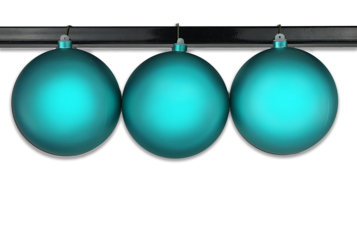 6 in. Matte Ball Ornament with Wire & UV Coating, Aqua - Pack of 3