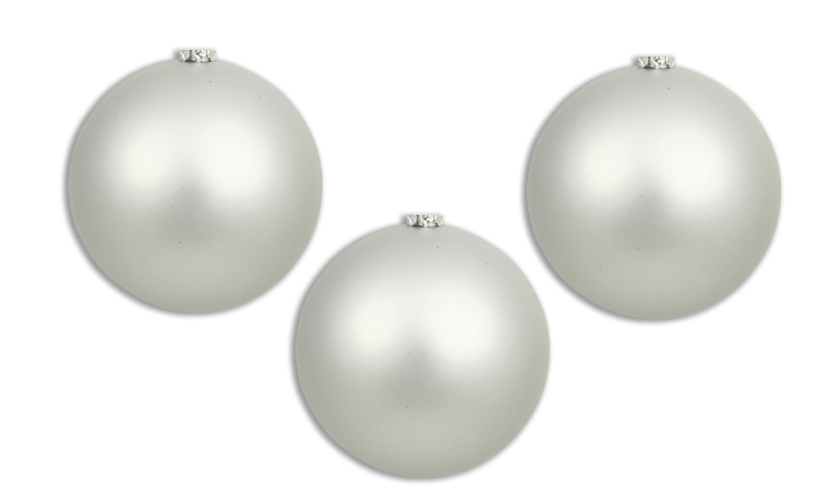6 in. Matte Ball Ornament with Wire & UV Coating, Silver - Pack of 3