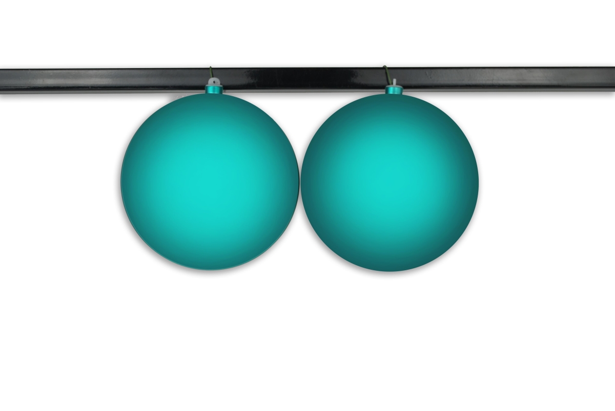 8 in. Matte Ball Ornament with Wire & UV Coated, Aqua - Pack of 2