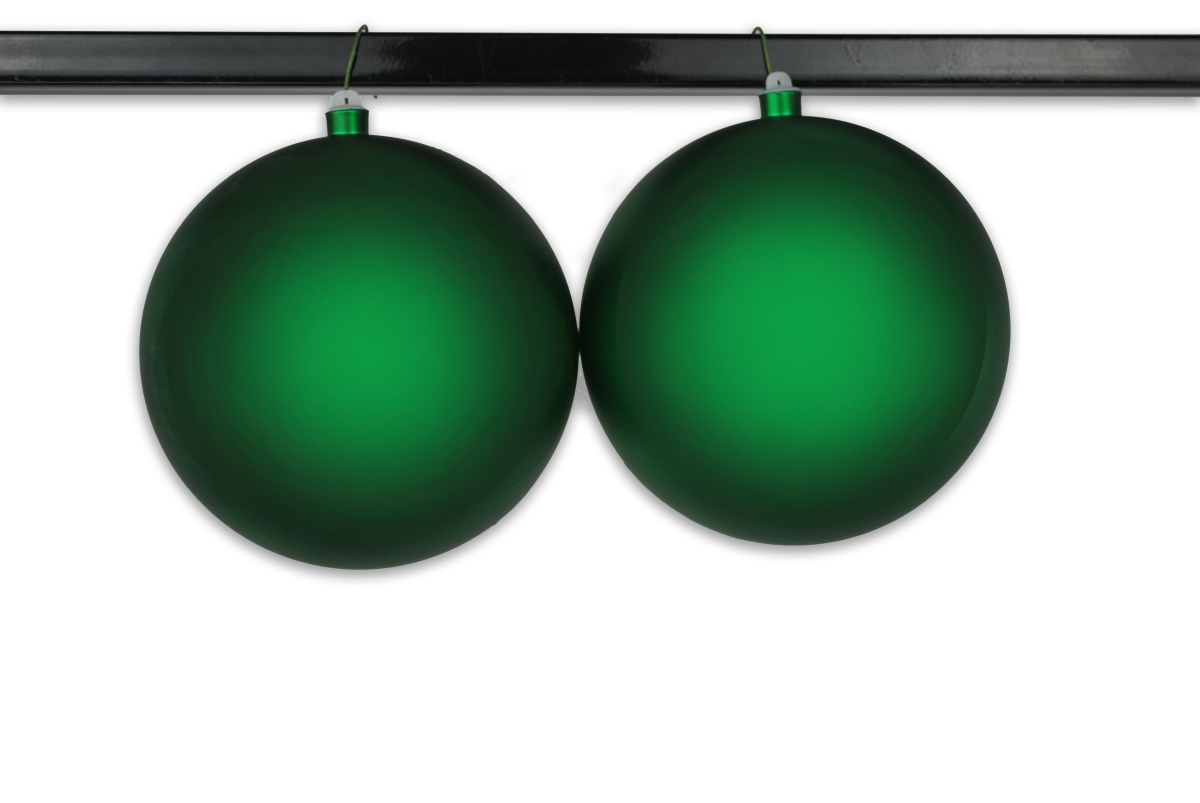 8 in. Matte Ball Ornament with Wire & UV Coated, Green - Pack of 2