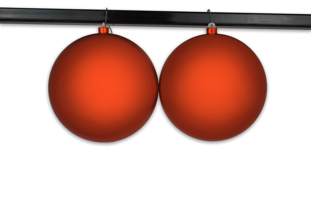 8 in. Matte Ball Ornament with Wire & UV Coated, Orange - Pack of 2