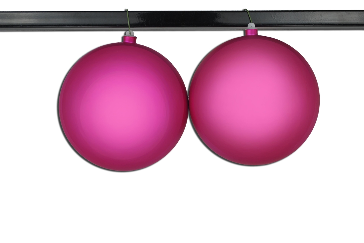 8 in. Matte Ball Ornament with Wire & UV Coated, Pink - Pack of 2