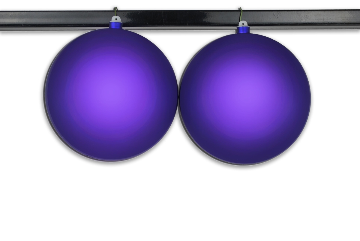 8 in. Matte Ball Ornament with Wire & UV Coated, Silver - Pack of 2