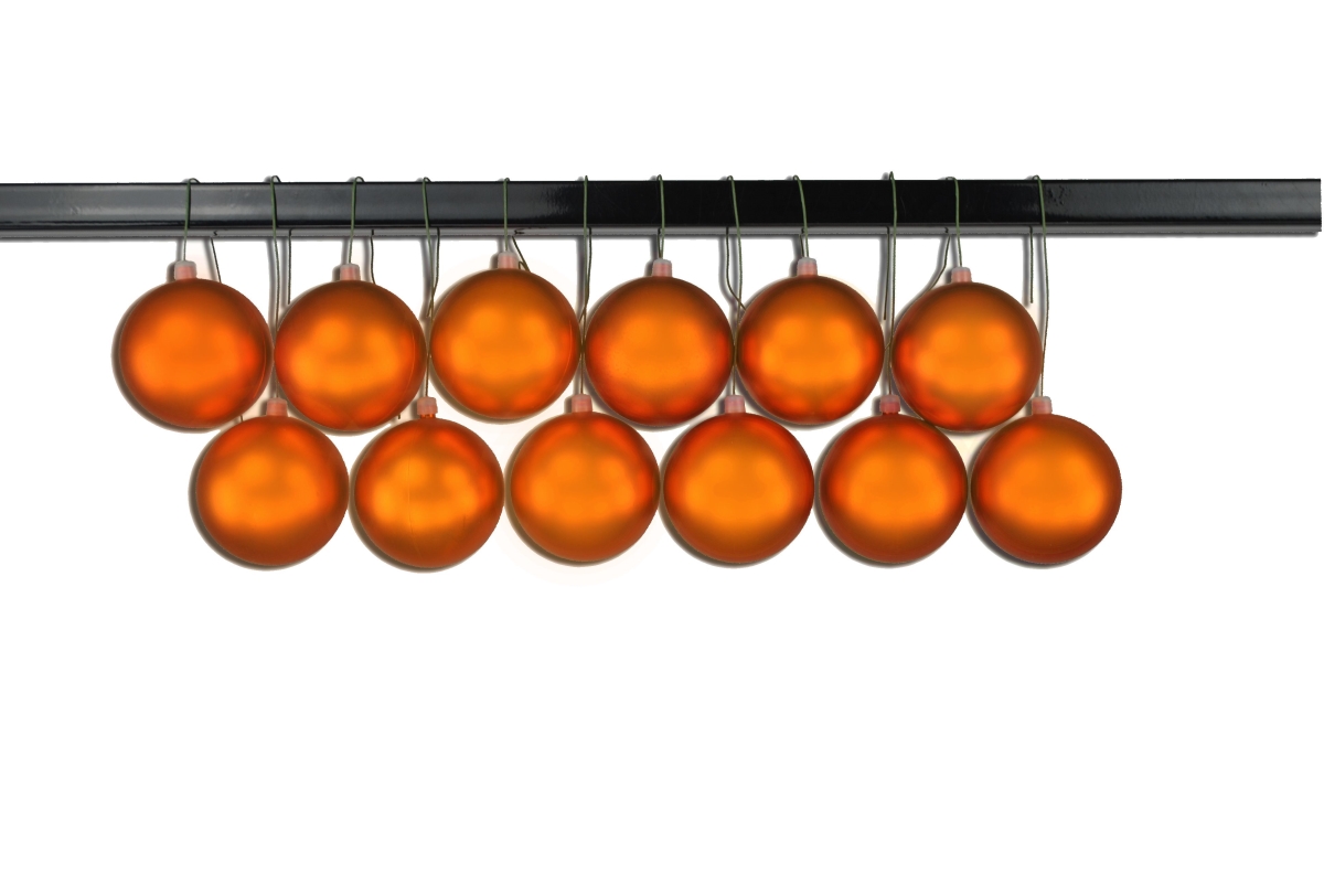 2.5 in. Matte Ball Ornament with Wire & UV Coating, Orange - Pack of 12