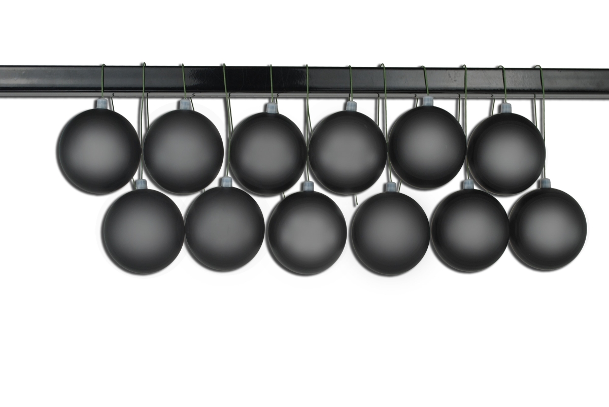 2.75 in. Matte Ball Ornament with Wire & UV Coating, Black - Pack of 12
