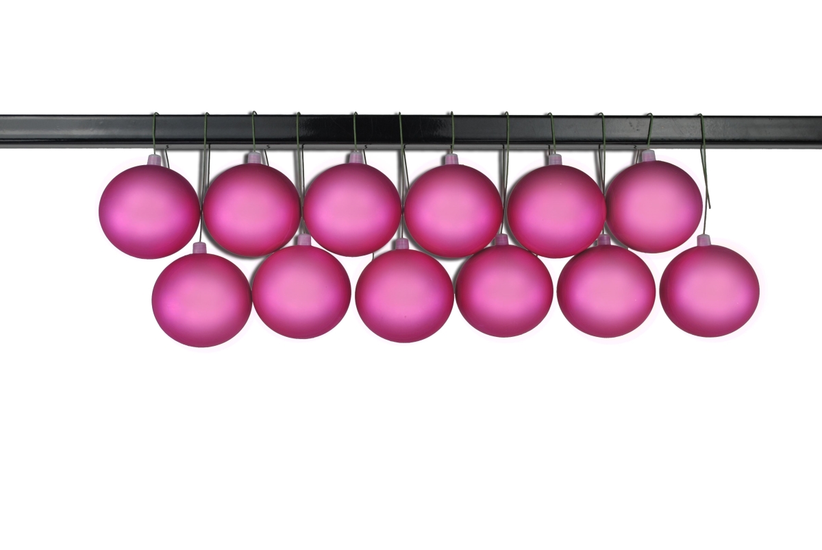 2.75 in. Matte Ball Ornament with Wire & UV Coating, Pink - Pack of 12