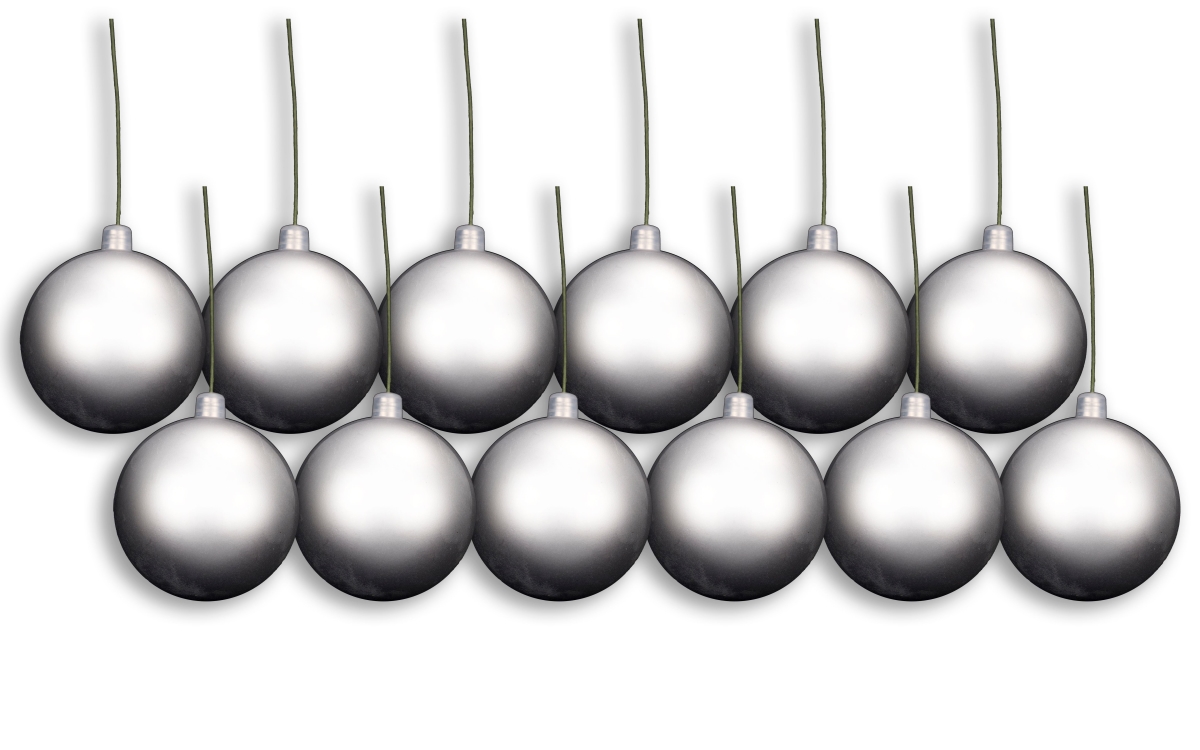 2.75 in. Matte Ball Ornament with Wire & UV Coating, Silver - Pack of 12