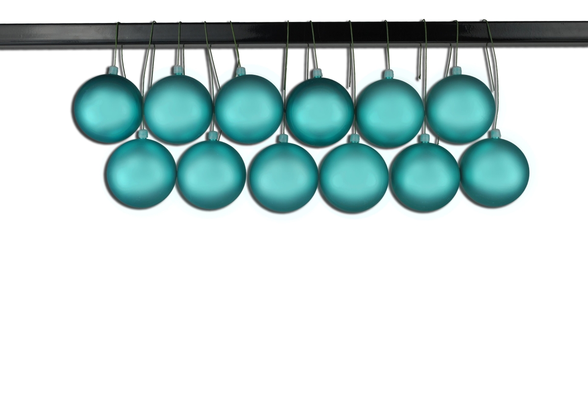 3 in. Matte Ball Ornament with Wire & UV Coating, Aqua - Pack of 12