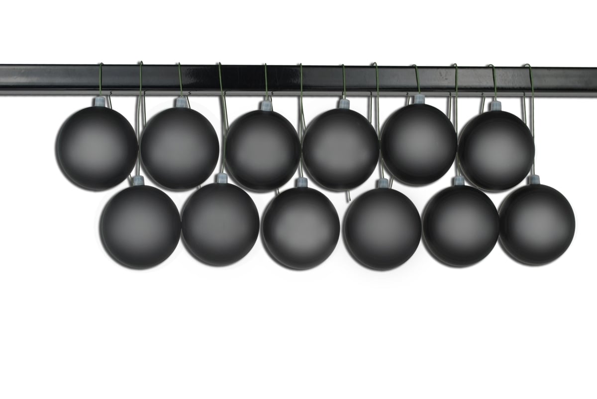 3 in. Matte Ball Ornament with Wire & UV Coating, Black - Pack of 12