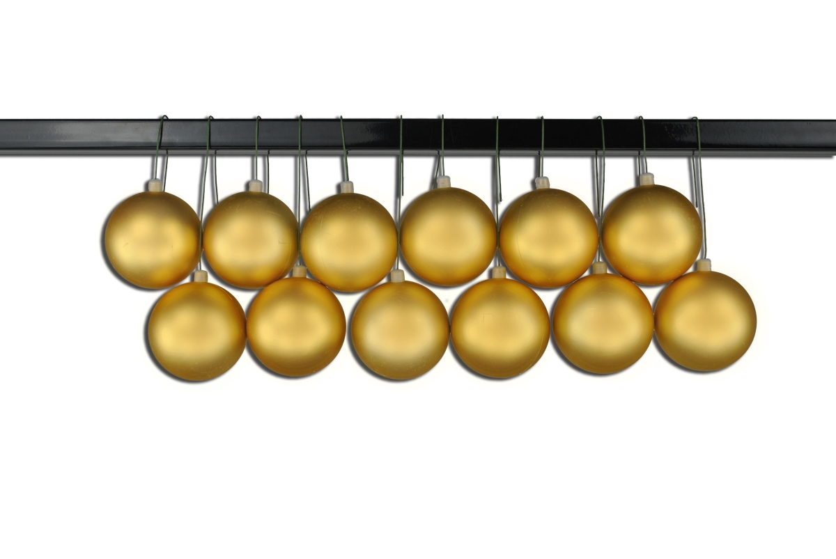 3 in. Matte Ball Ornament with Wire & UV Coating, Gold - Pack of 12