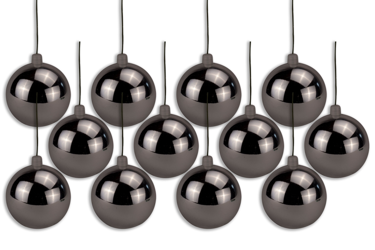4 in. Shiny Ball Ornament with Wire & UV Coating, Silver - Pack of 12