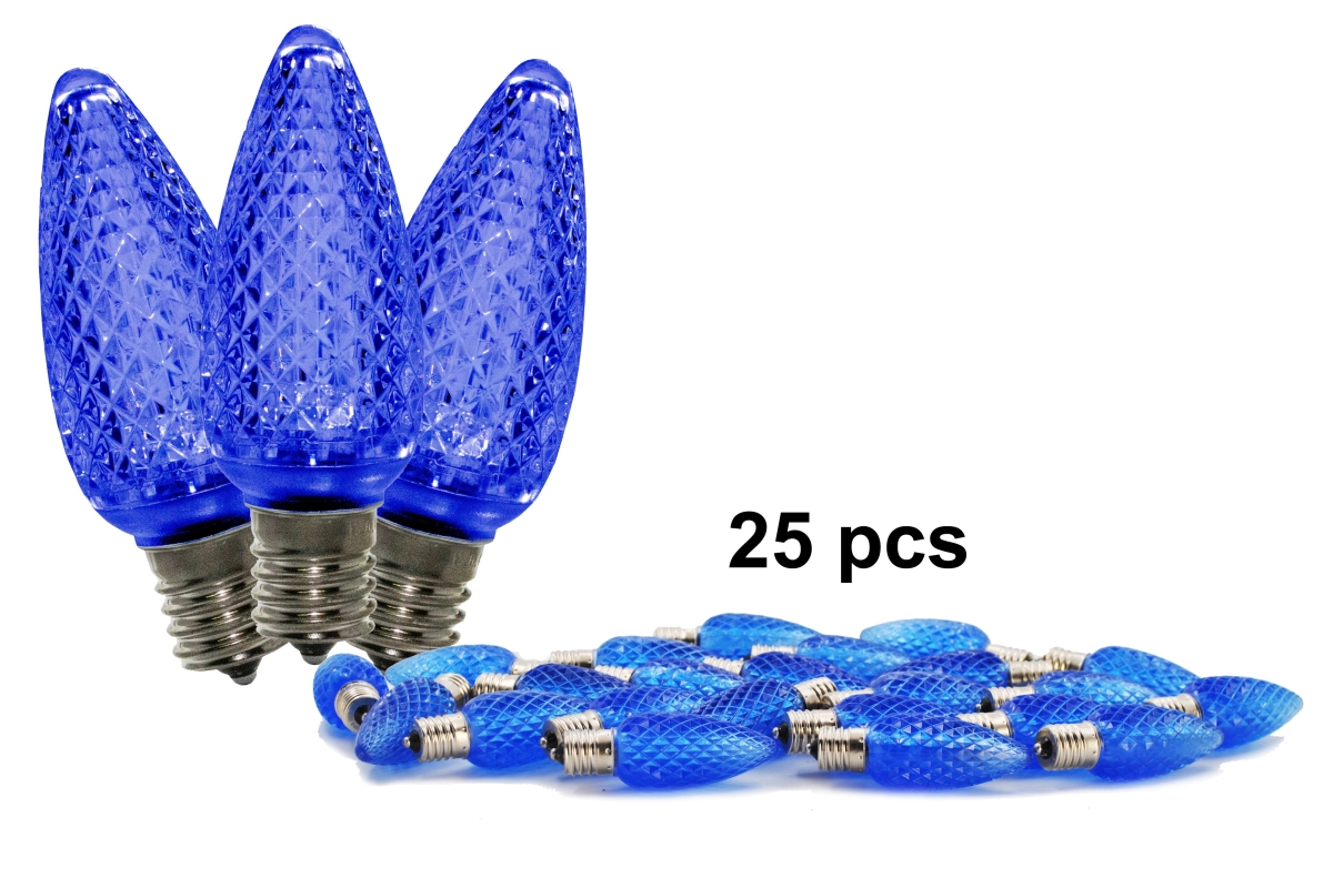 C9 Dimmable SMD LED Retrofit Bulbs, Blue - Pack of 25