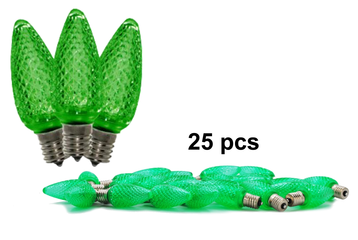C9 Dimmable SMD LED Retrofit Bulbs, Green - Pack of 25