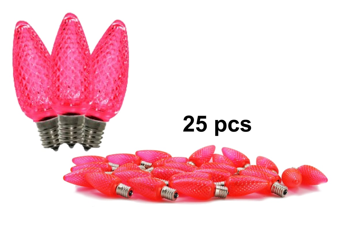 C9 Dimmable SMD LED Retrofit Bulb, Pink - Pack of 25