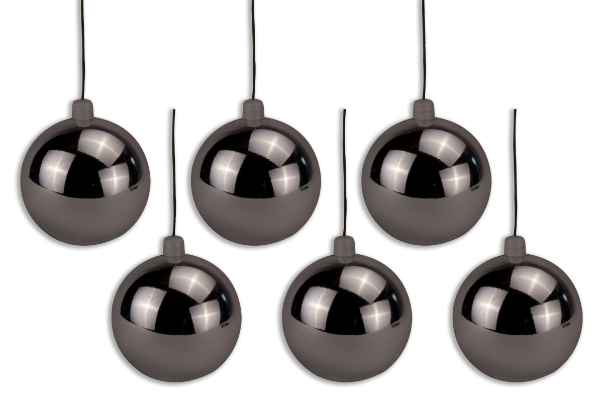 5 in. Shiny Ball Ornament with Wire & UV Coating, Silver - Pack of 6