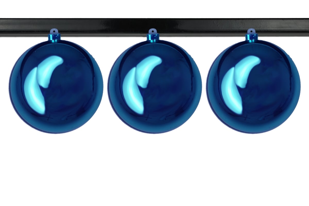 6 in. Shiny Ball Ornament with Wire & UV Coating, Blue - Pack of 3