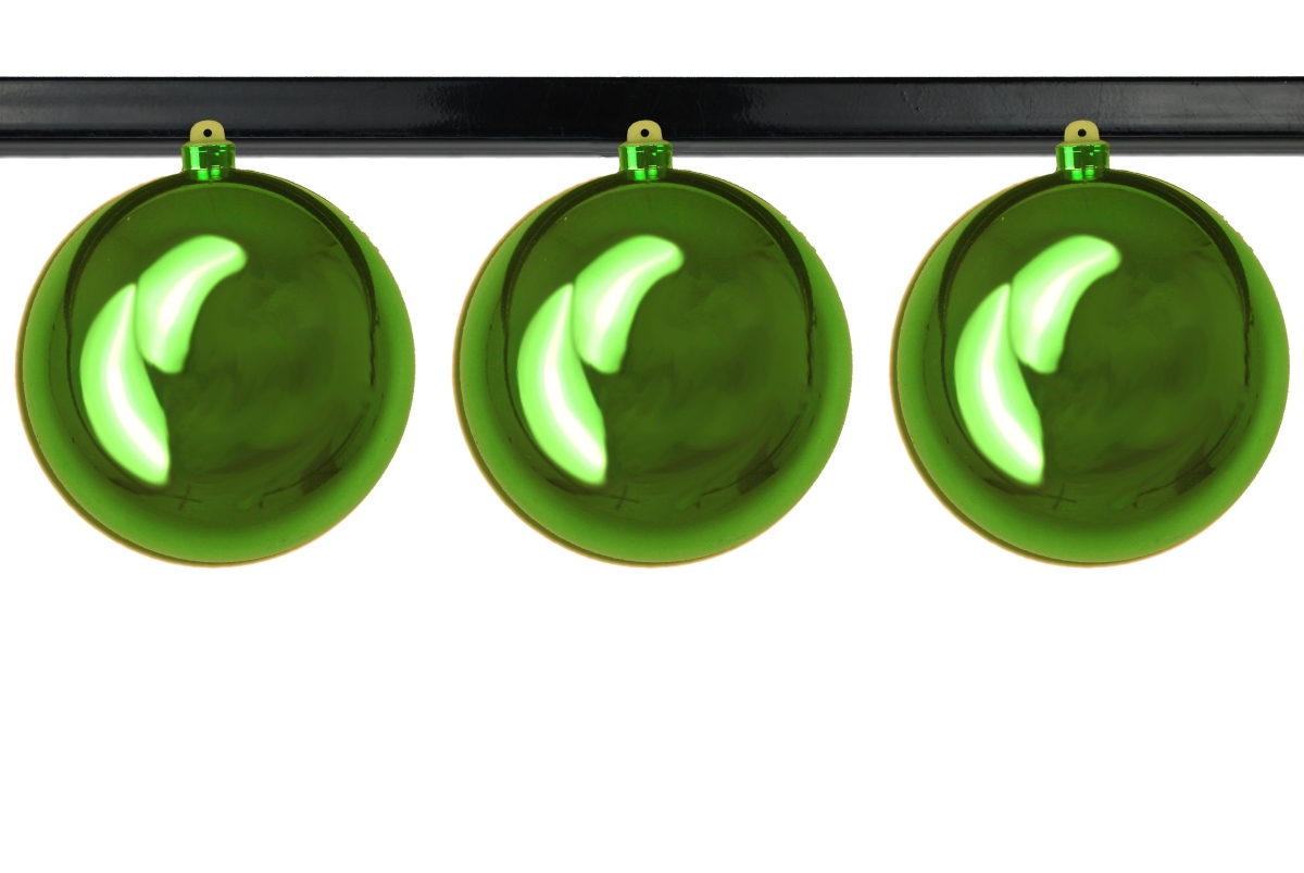 6 in. Shiny Ball Ornament with Wire & UV Coating, Lime Green - Pack of 3