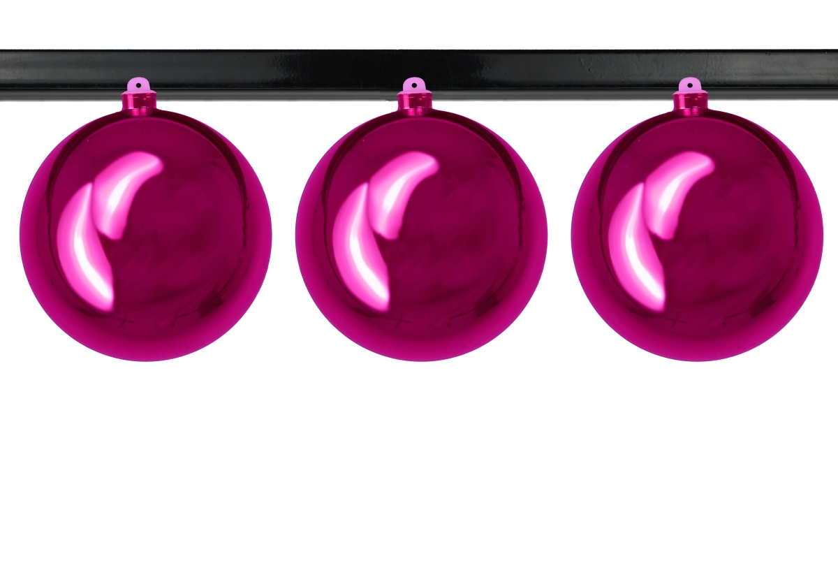 6 in. Shiny Ball Ornament with Wire & UV Coating, Pink - Pack of 3