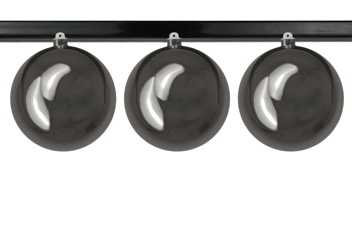 6 in. Shiny Ball Ornament with Wire & UV Coating, Silver - Pack of 3