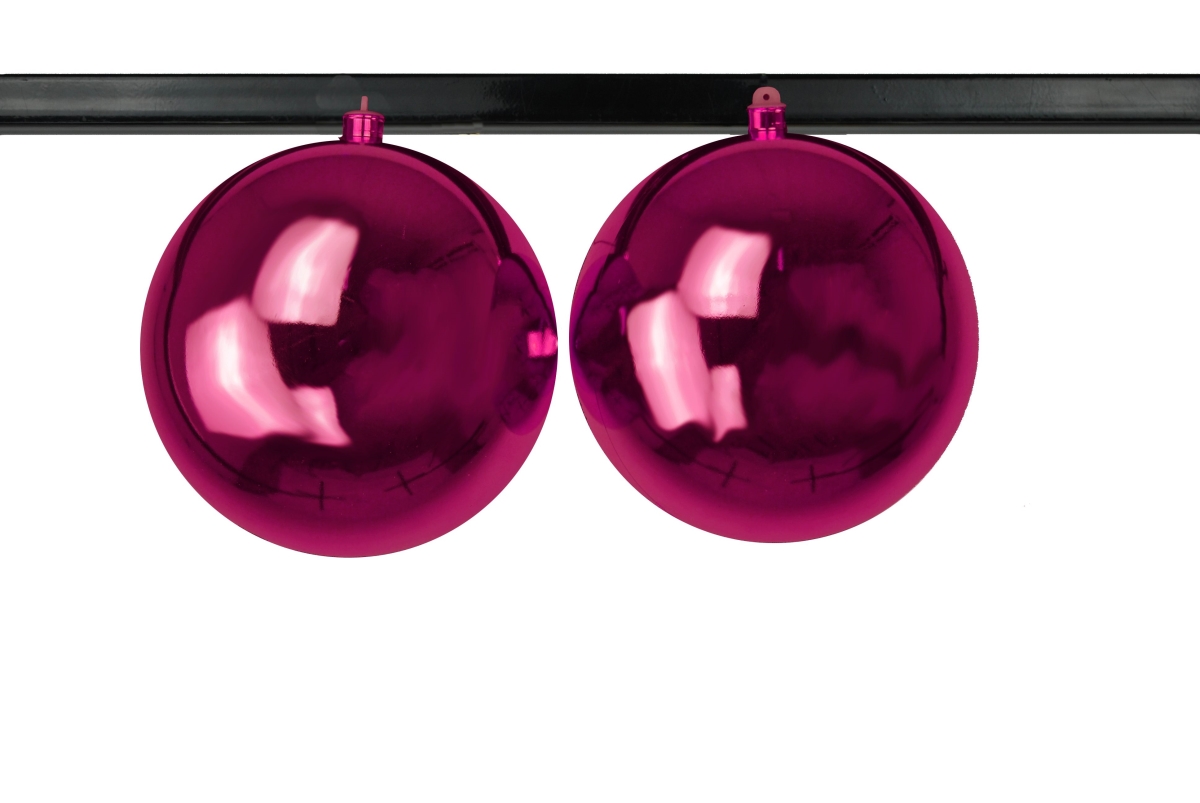 8 in. Shiny Ball Ornament with Wire & UV Coating, Pink - Pack of 2
