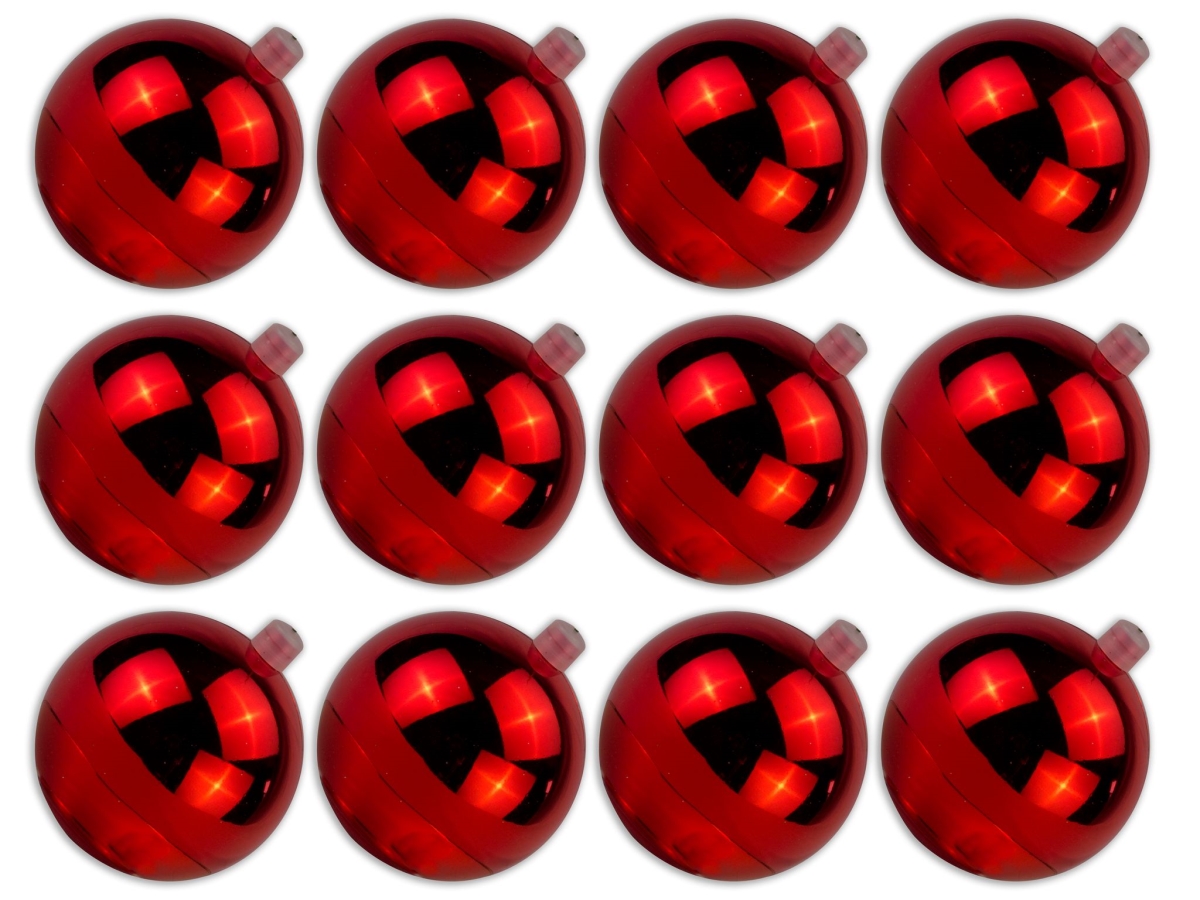 2.5 in. Shiny Ball Ornament with Wire & UV Coating, Red - Pack of 12