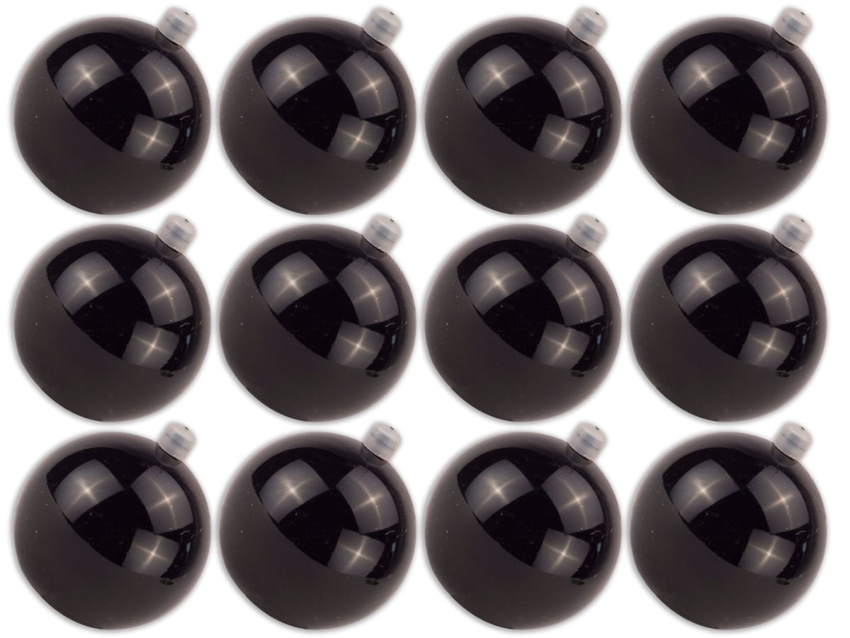 2.75 in. Shiny Ball Ornament with Wire & UV Coating, Black - Pack of 12