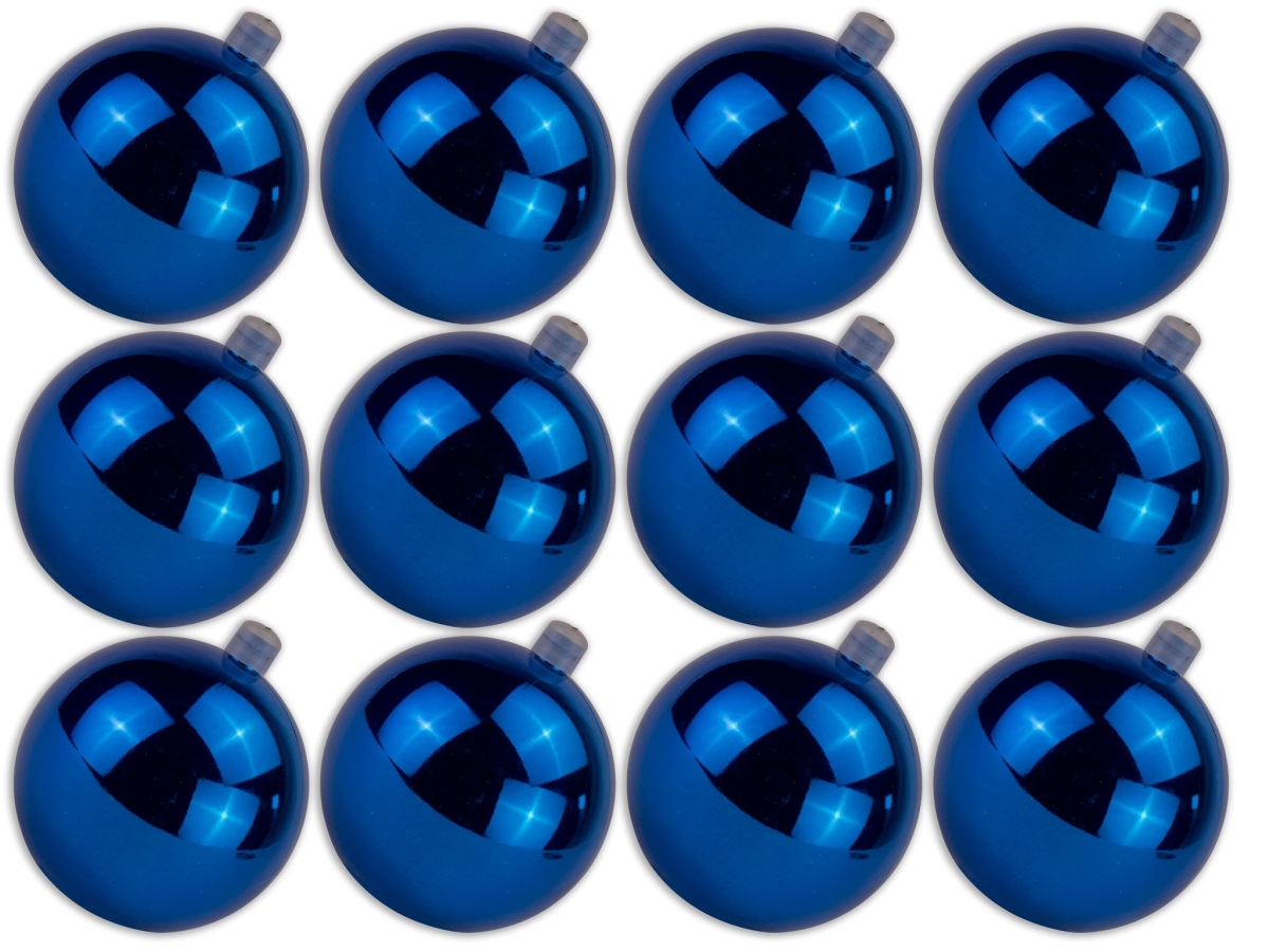 ORN-BLKS-70-BL-12PK 2.75 in. Shiny Ball Ornament with Wire & UV Coating, Blue - Pack of 12 -  Queens of Christmas