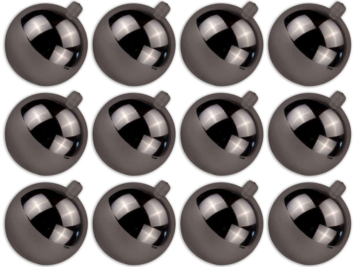 2.75 in. Shiny Ball Ornament with Wire & UV Coating, Silver - Pack of 12