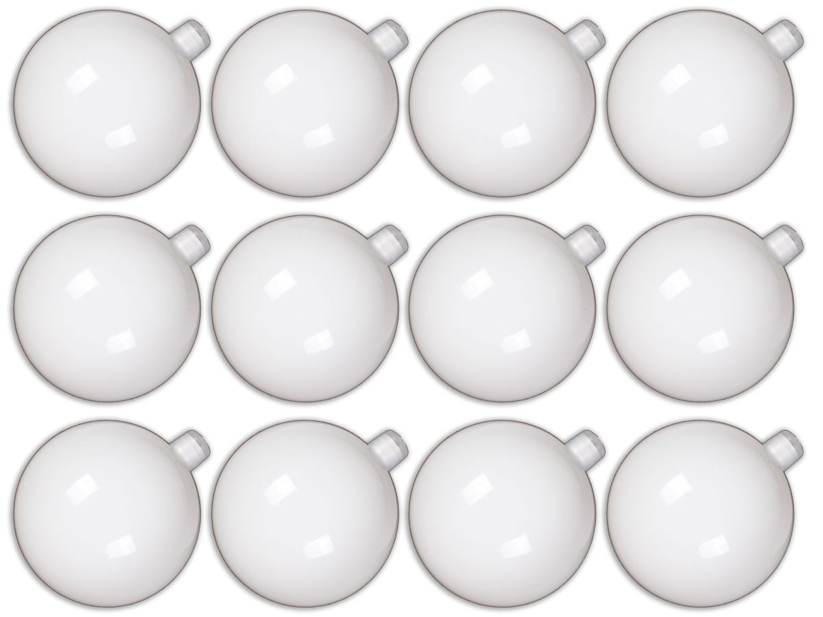 2.75 in. Shiny Ball Ornament with Wire & UV Coating, White - Pack of 12