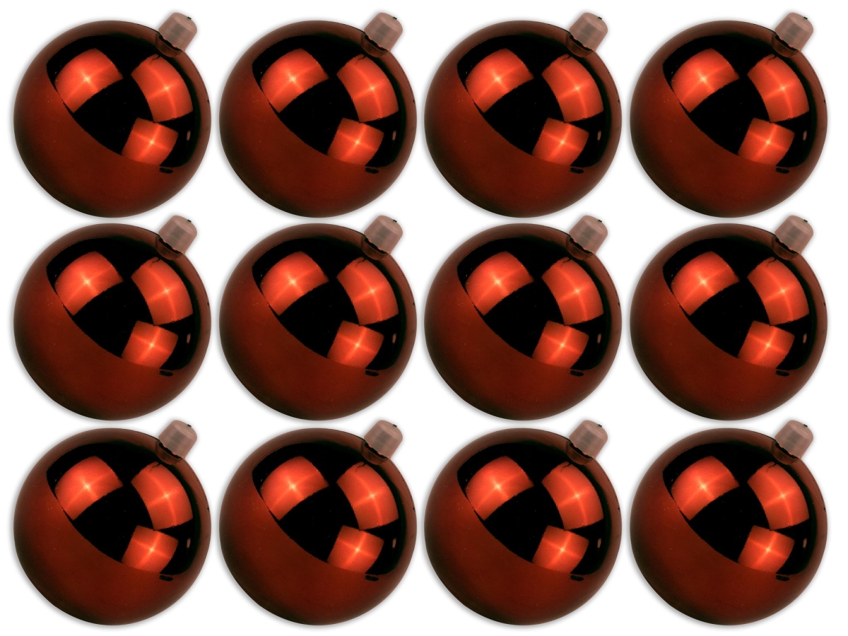 3 in. Shiny Ball Ornament with Wire & UV Coating, Copper - Pack of 12