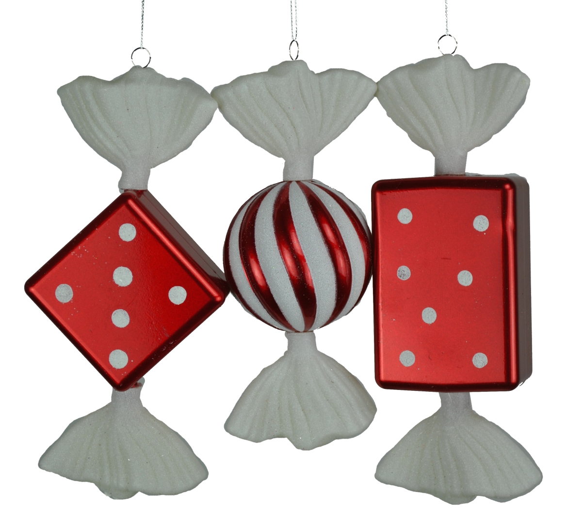 Candy Ornament, Red & White - Pack of 3