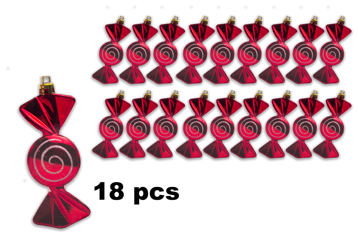 Candy Ornament with Spiral, Red & White - Pack of 18