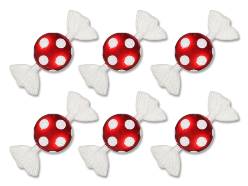 7 in. Candy Ornament with Dots, Red & White - Pack of 6