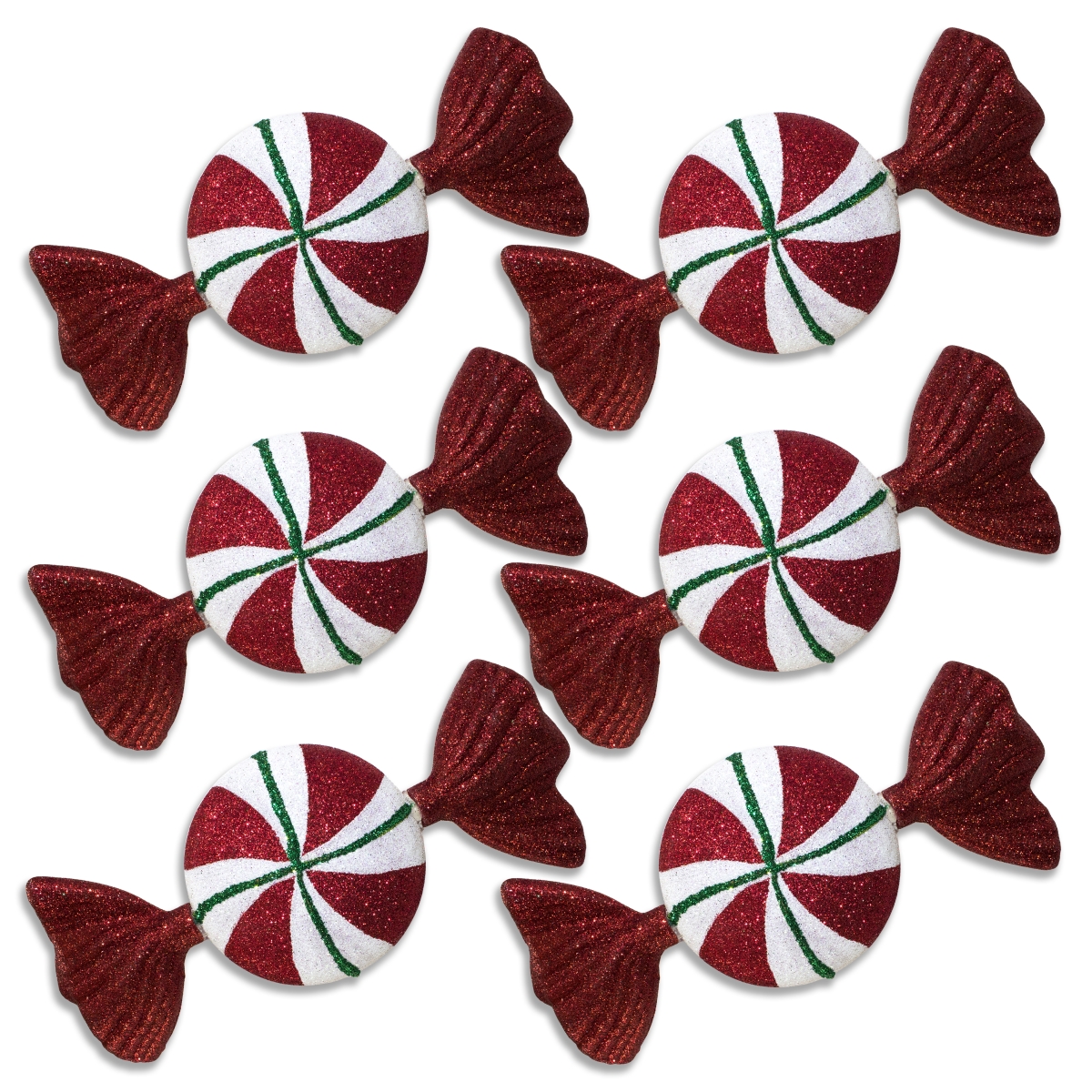 7 in. Candy Ornament, Red White & Green - Pack of 6