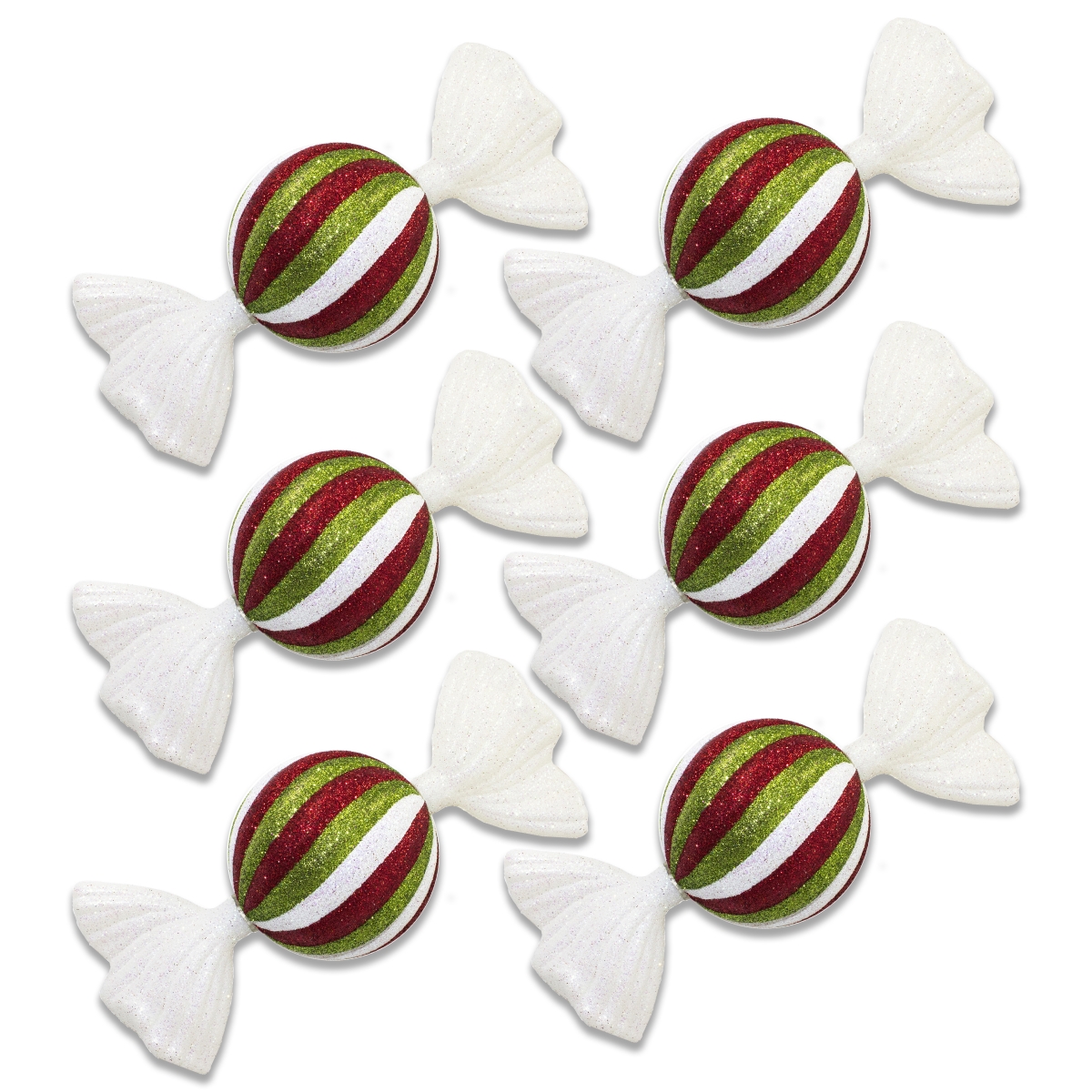 7 in. Candy Ornament, Red Green & White - Pack of 6
