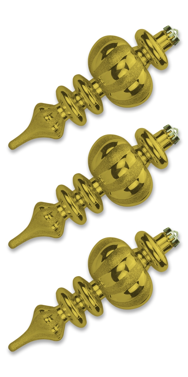 9 in. Glitter Finial Ornament, Gold - Pack of 3