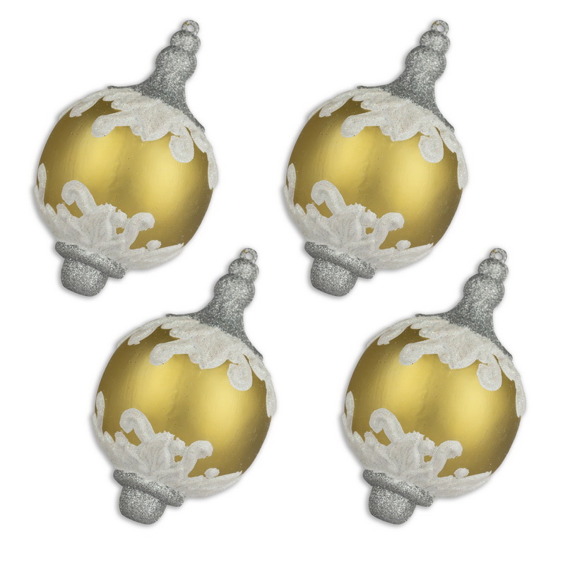 4 in. Gold & Silver Finial Ornament, Pack of 4
