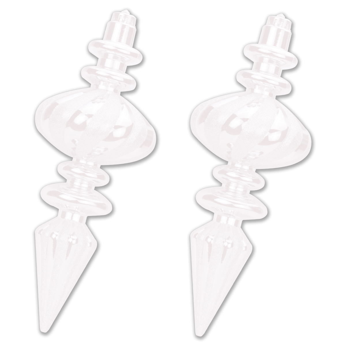 11 in. Glitter Finial Ornament, White - Pack of 2