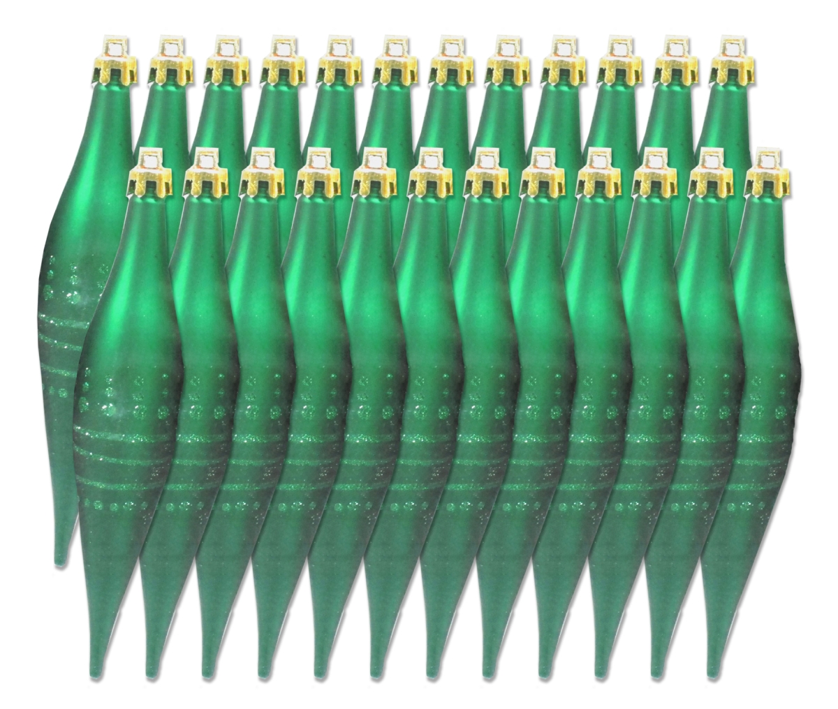 Finial Ornament with Dot Design, Green - Pack of 24