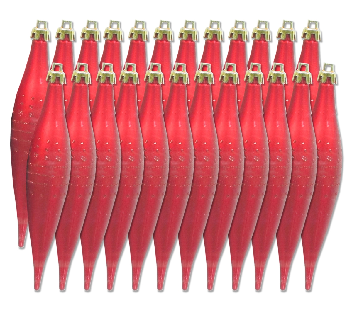 Finial Ornament with Dot Design, Red - Pack of 24