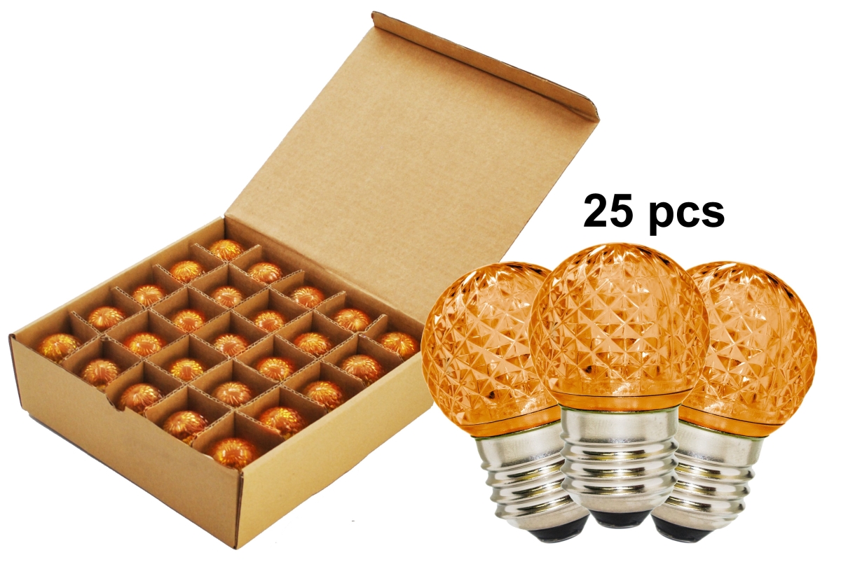 G40 Non-Dimmable Commercial Retrofit Bulbs with E26 Base, Orange - Pack of 25