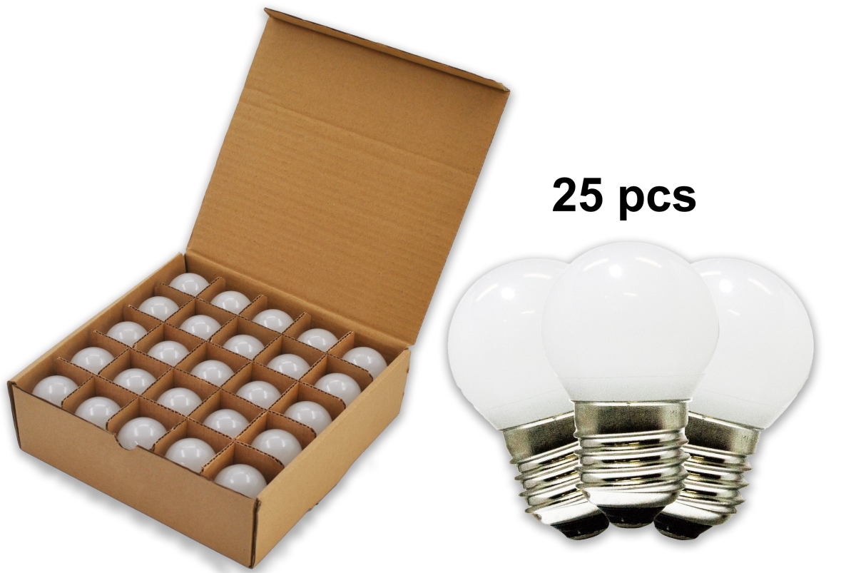 G40 Frosted Bulbs, Pure White - Pack of 25