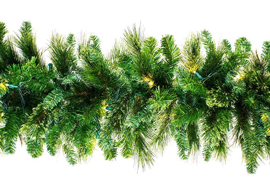 9 ft. Blended Pine Garland Pre-Lit with LEDs, Warm White
