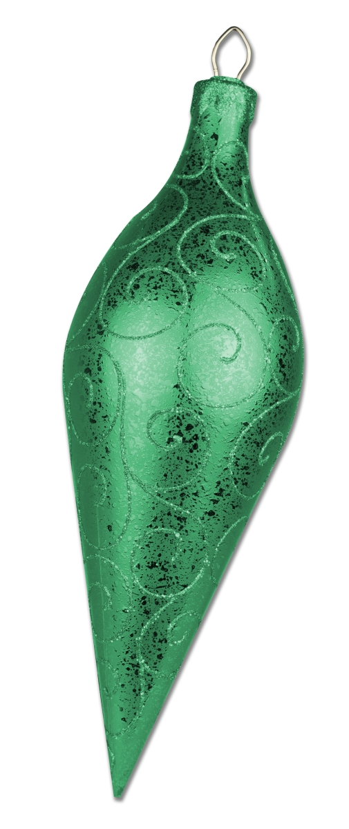16 in. Finial Ornament with Glitter Swirl, Green