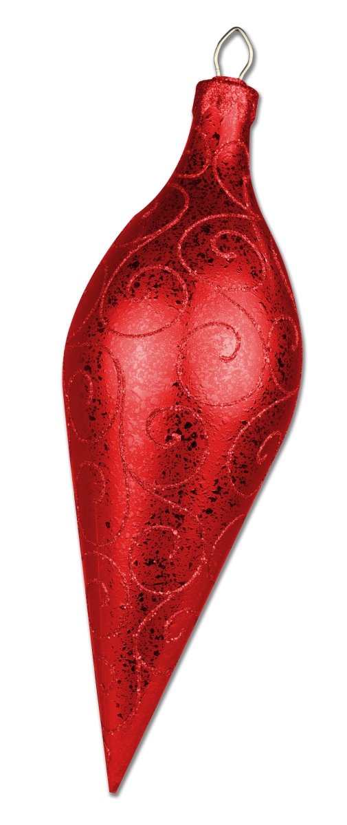 16 in. Finial Ornament with Glitter Swirl, Red
