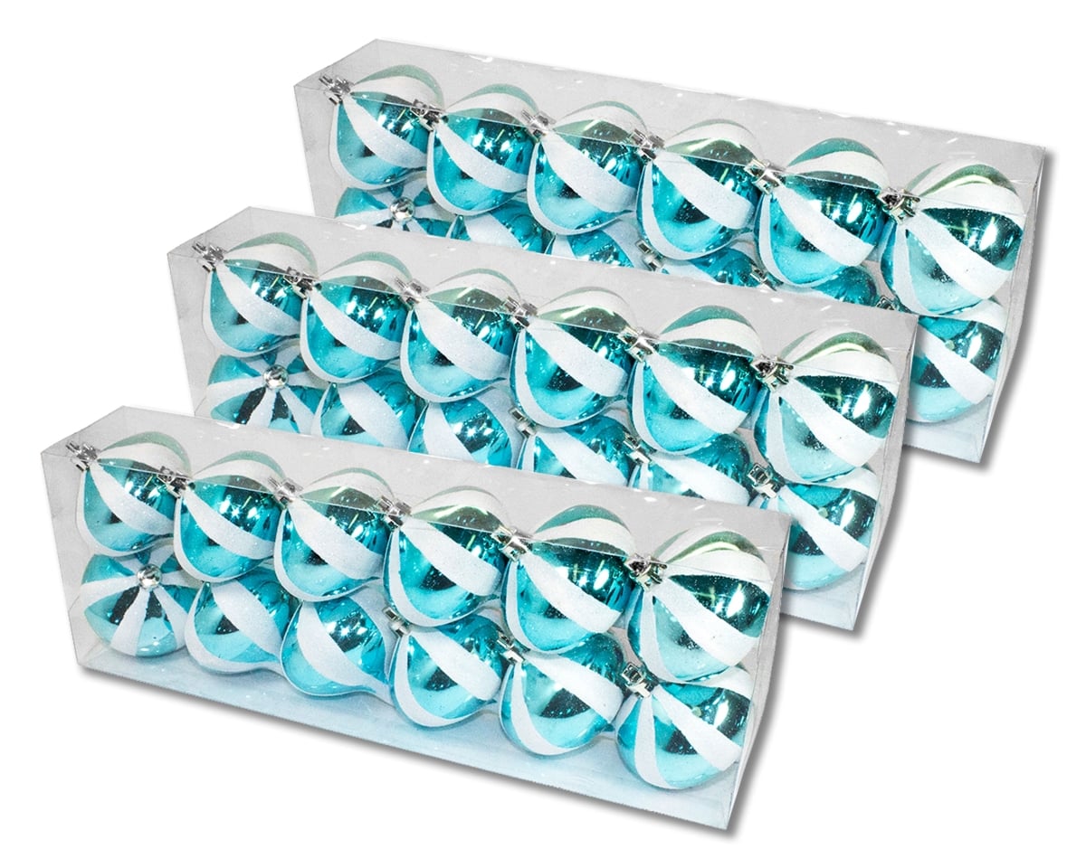 Onion Ornament with Glitter Stripes, Aqua - Pack of 36