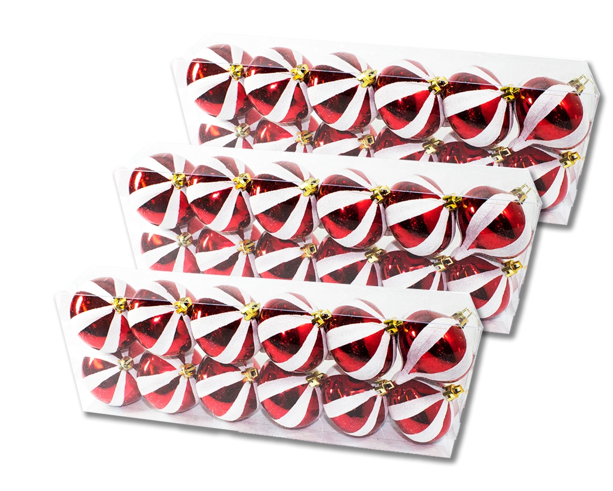 Onion Ornament with Glitter Stripes, Red - Pack of 36