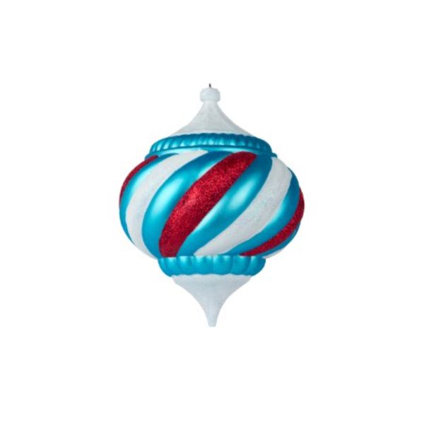 100 mm Onion Arctic Collection Ornament, Aqua & White - Pack of 6
