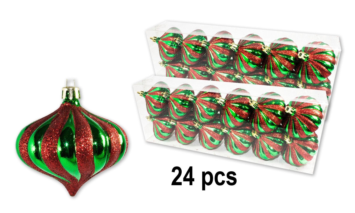 2.75 in. Onion Ornament, Red & Green - Pack of 24