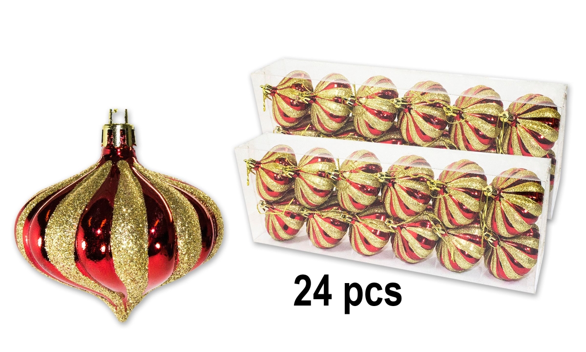 2.75 in. Onion Ornament, Red & Gold - Pack of 24